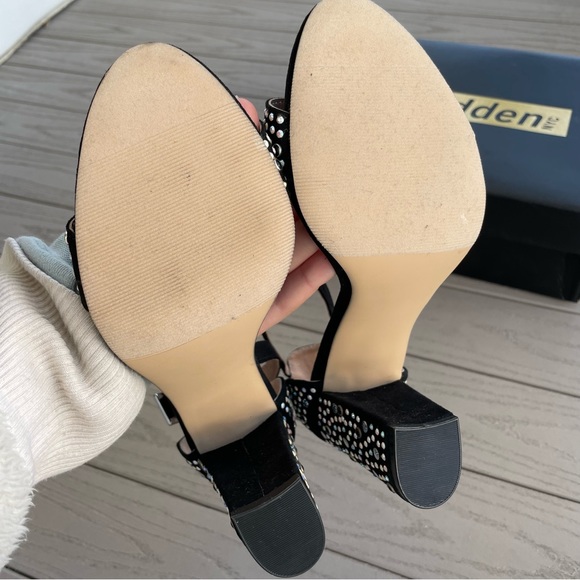 Madden NYC Brigid Black Studded Embellished Block Heels 6 w/ BOX - Picture 8 of 11